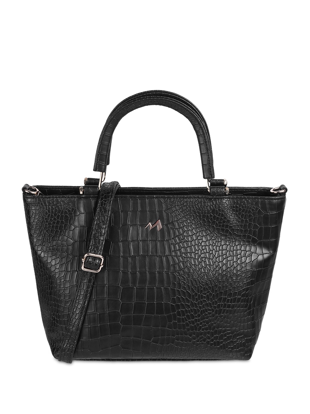 

Metro Textured Bucket Handheld Bag with Applique, Black