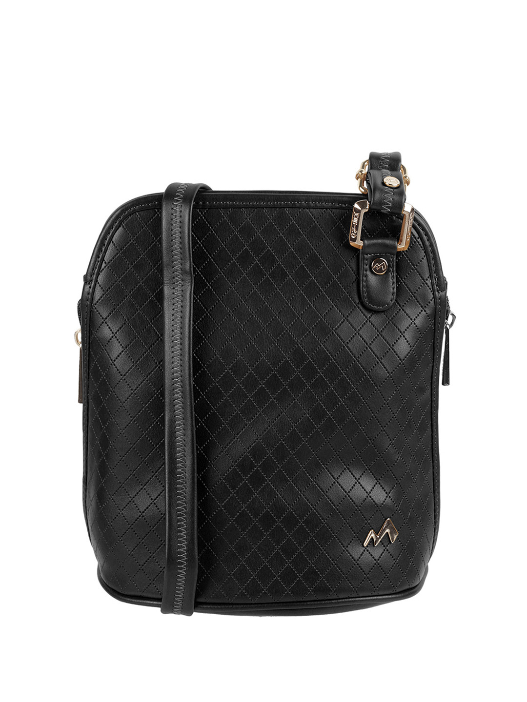 

Metro Checked Half Moon Handheld Bag with, Black