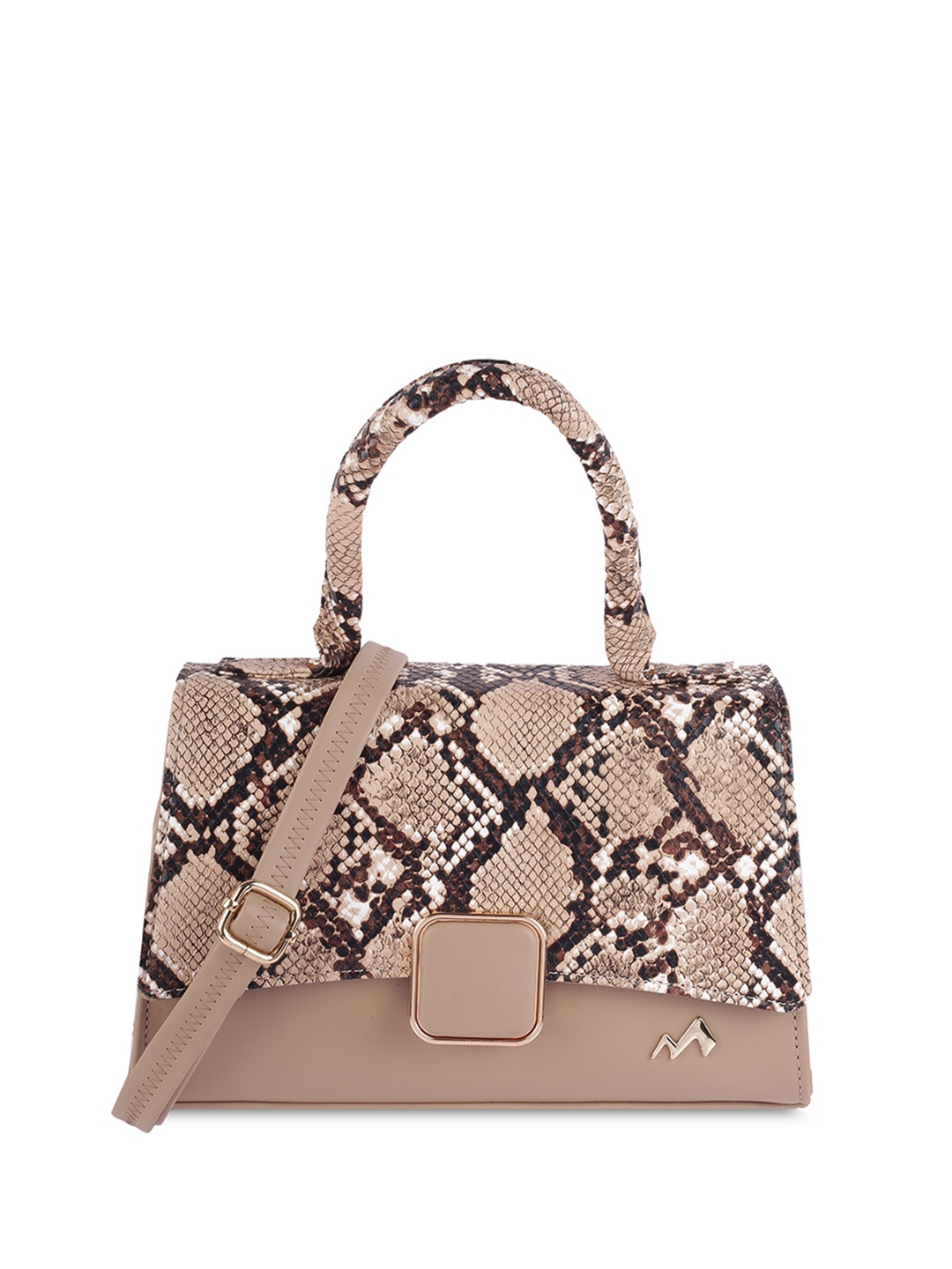 

Metro Animal Textured PU Structured Satchel, Beige