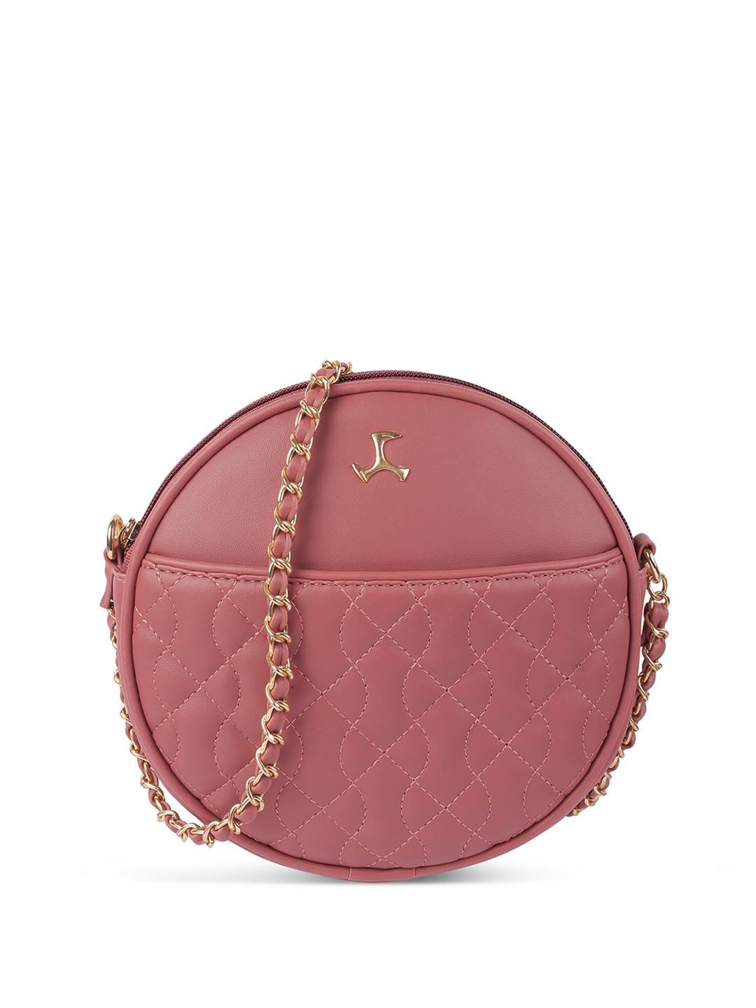 

Mochi Embellished Structured Handheld Bag with Quilted, Peach