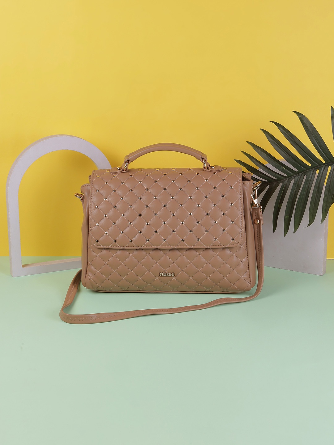 

Mochi PU Structured Sling Bag With Quilted, Beige