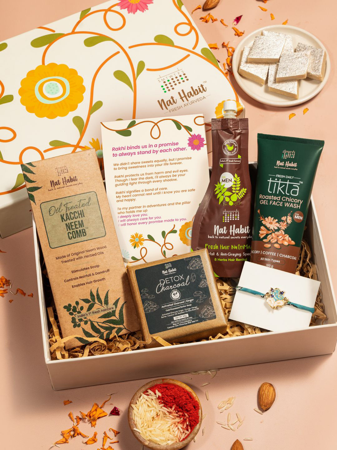 

Nat Habit Set Of 5 Brother's Delight Rakhi Gift, Multi