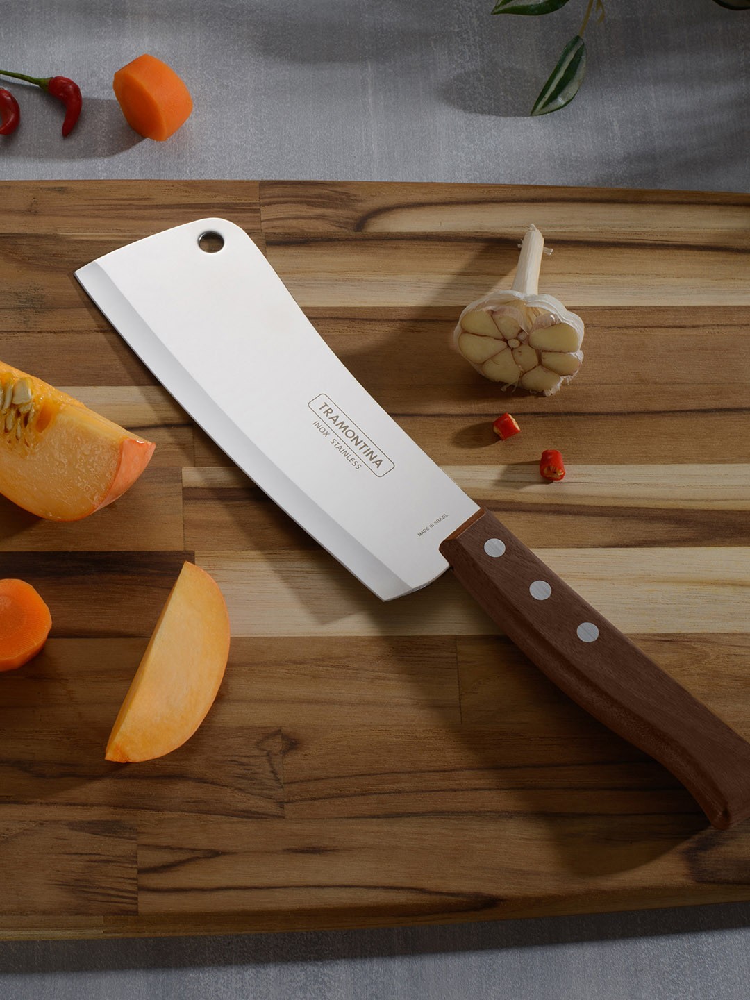 

Tramontina Tradicional Stainless Steel Brazilian Wood Cleaver Knife 15 cm, Brown
