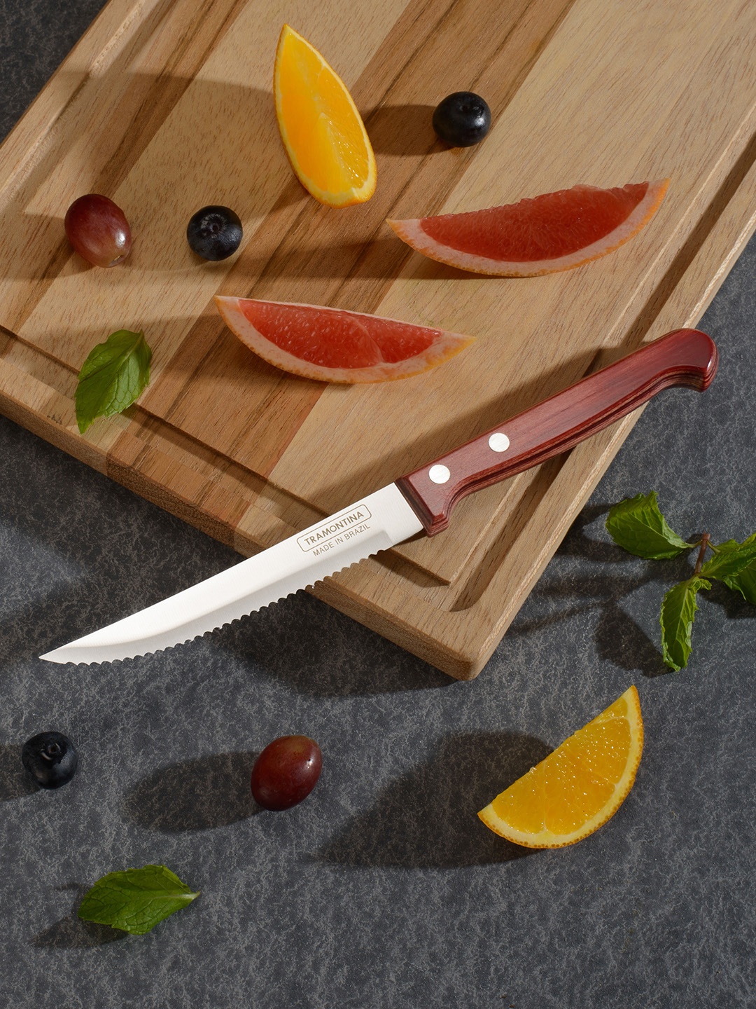 

Tramontina Polywood Stainless Steel Polywood Handle Fruit Knife 10.1 cm, Brown