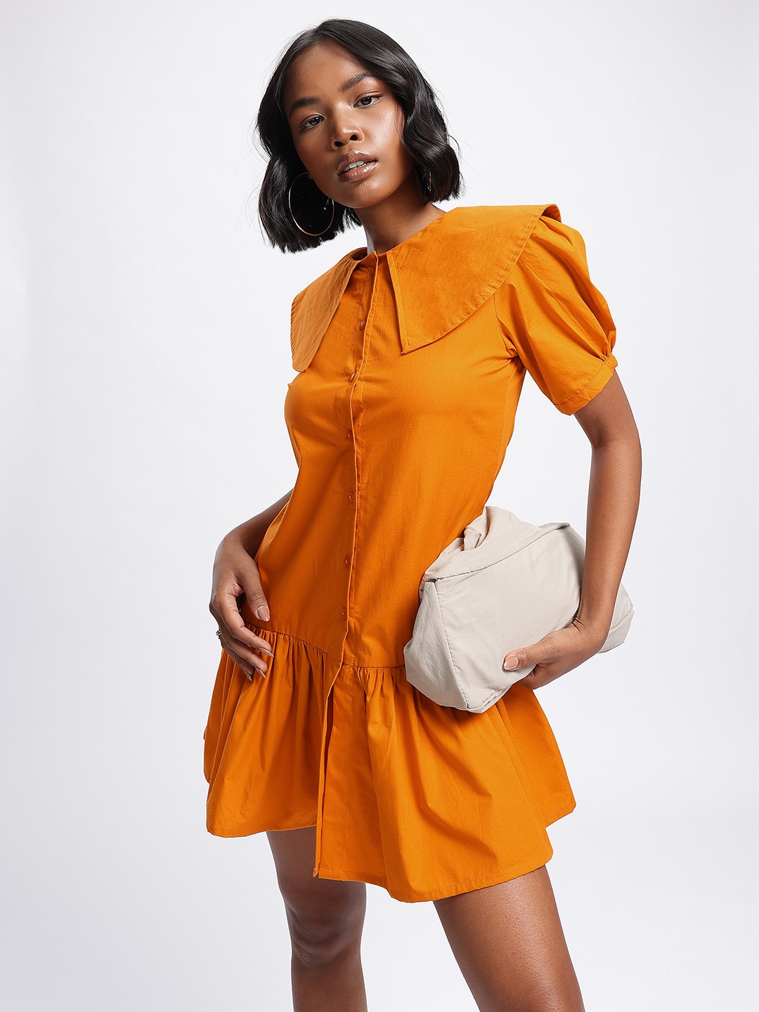 

DressBerry Giggle & Glam Drop-Waist Mini Dress, Orange