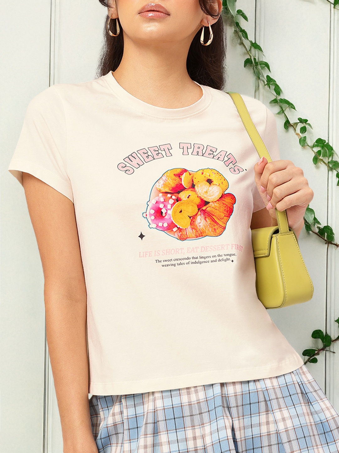 

DressBerry Typography Print Regular T-shirt, Cream