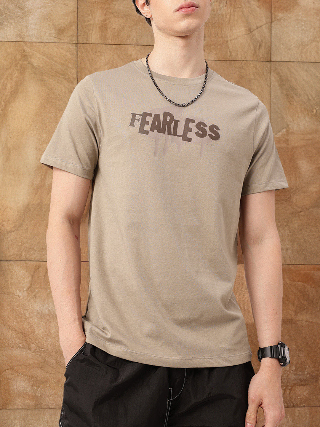 

Kook N Keech Raw Courageous Printed Casual T-shirt, Beige