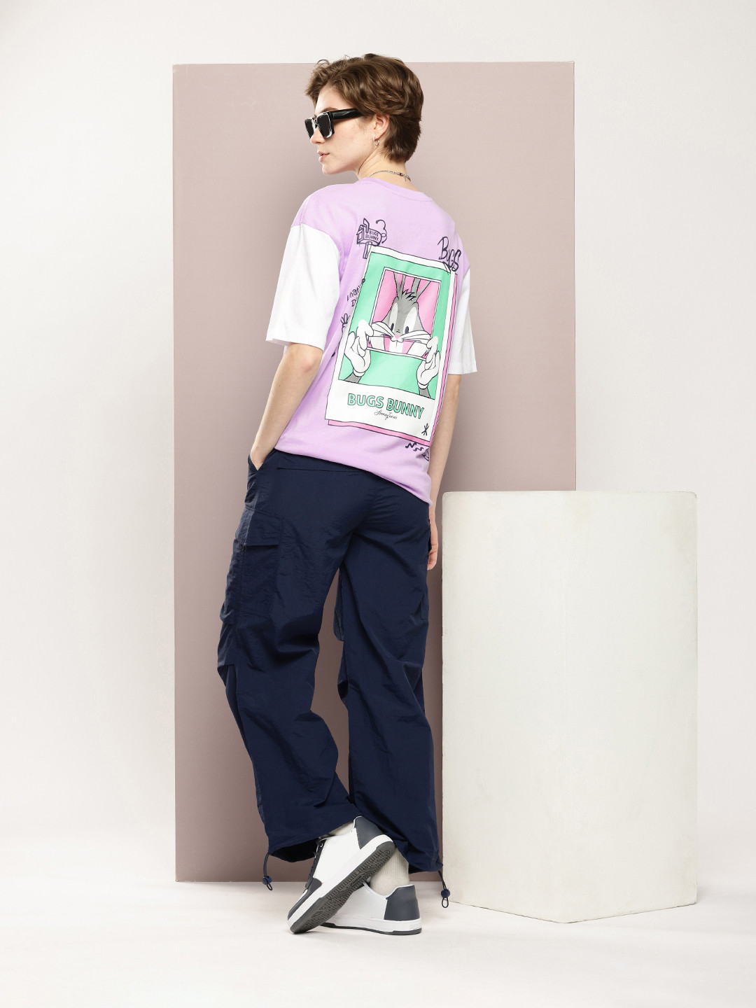 

Kook N Keech Looney Tunes Printed Drop-Shoulder Sleeves Pure Cotton Oversized T-shirt, Lavender