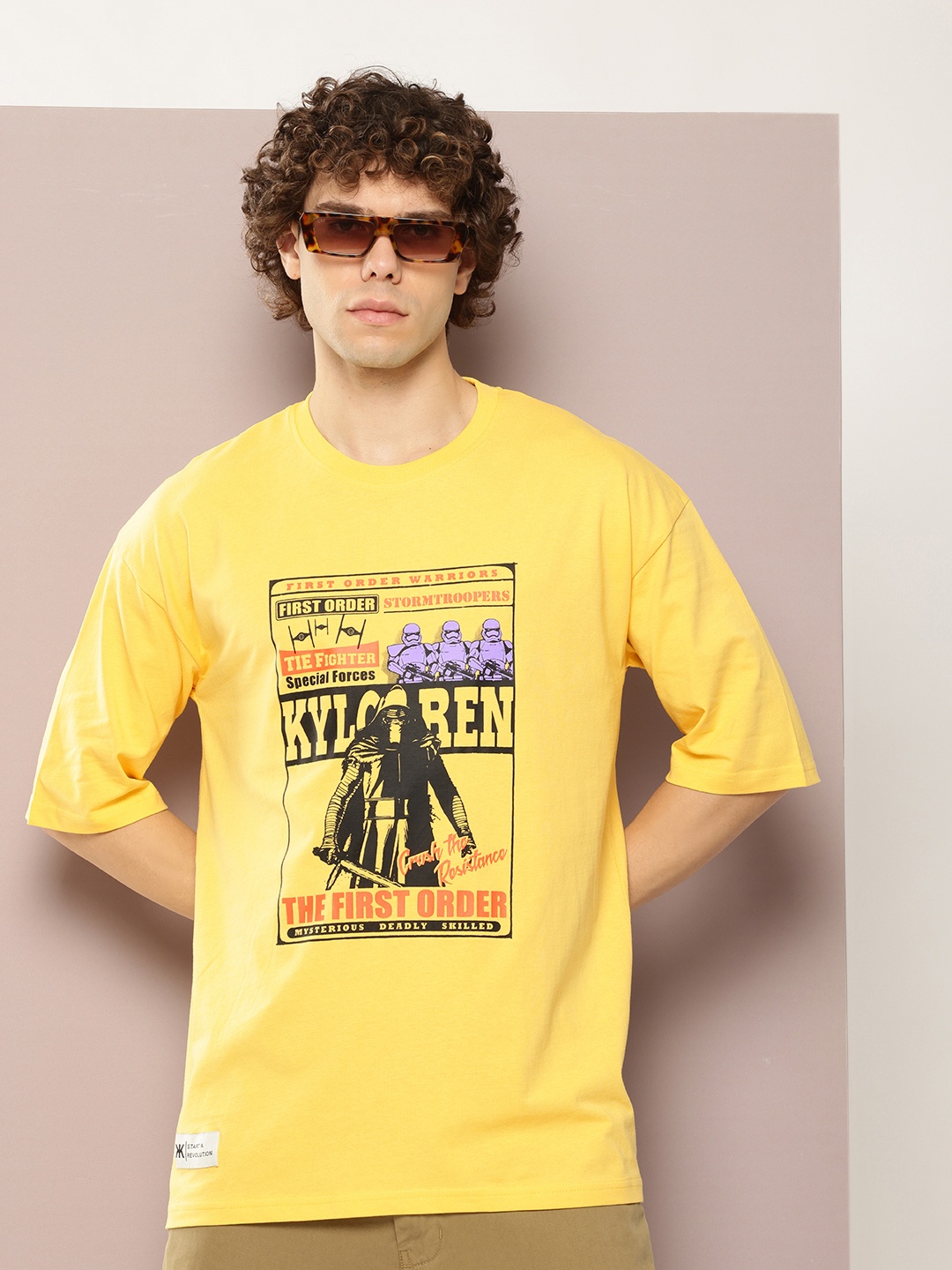 

Kook N Keech Star Wars Men Printed Drop-Shoulder Sleeves T-shirt, Yellow