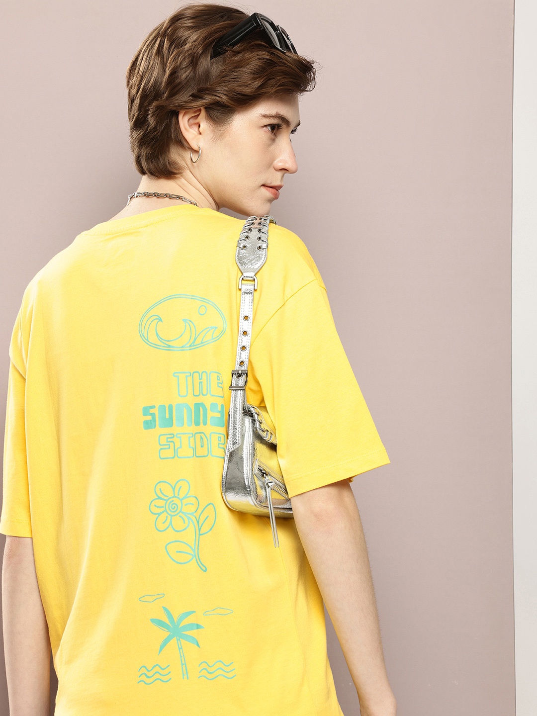 

Kook N Keech Typography Printed Oversized Pure Cotton T-shirt, Yellow