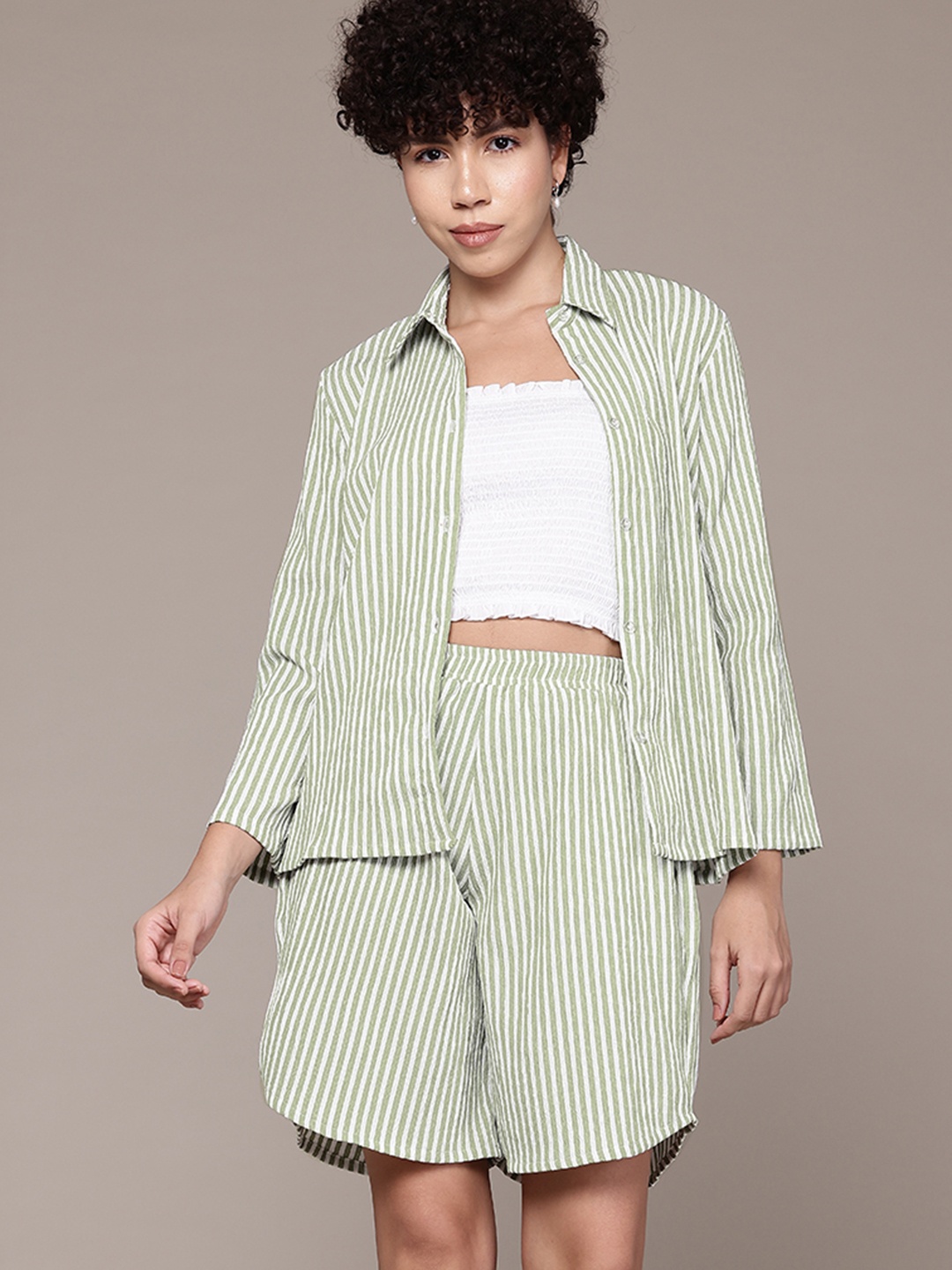 

Roadster Striped Shirt & Shorts, Green