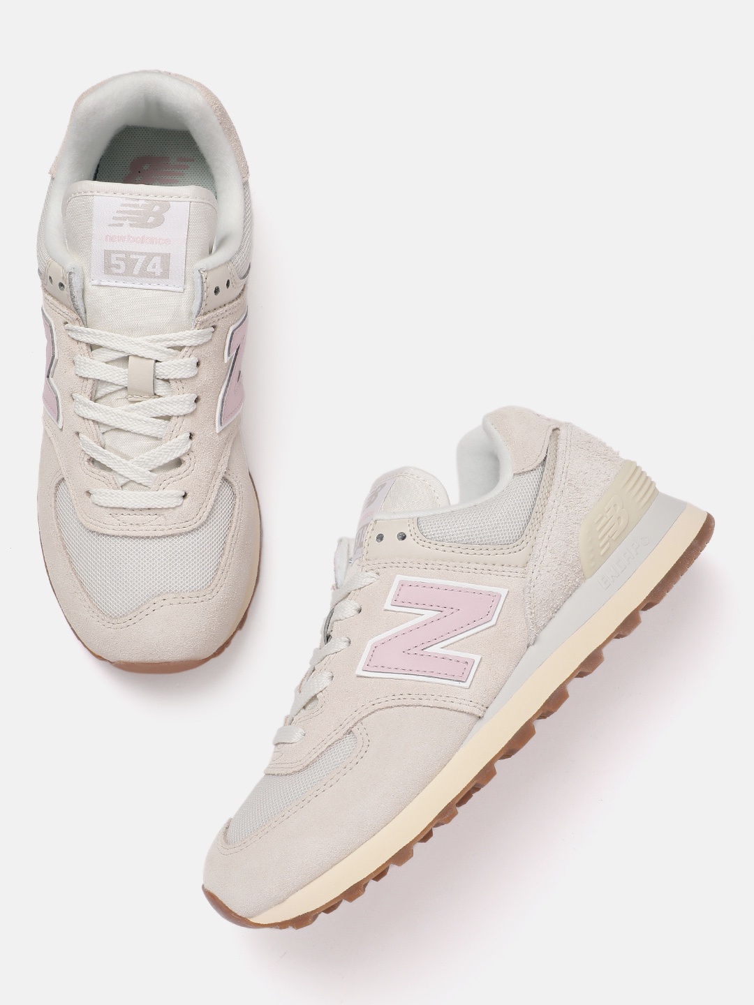 

New Balance Women 574 Suede Casual Shoes, Beige