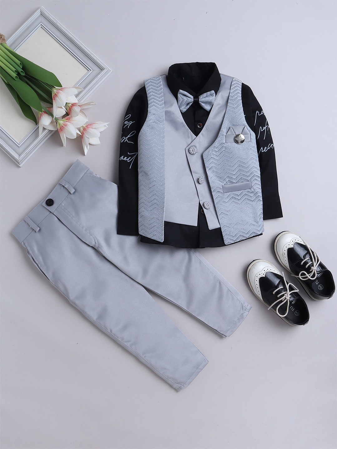 

BAESD Boys 3-Pieces Single-Breasted Suits, Grey