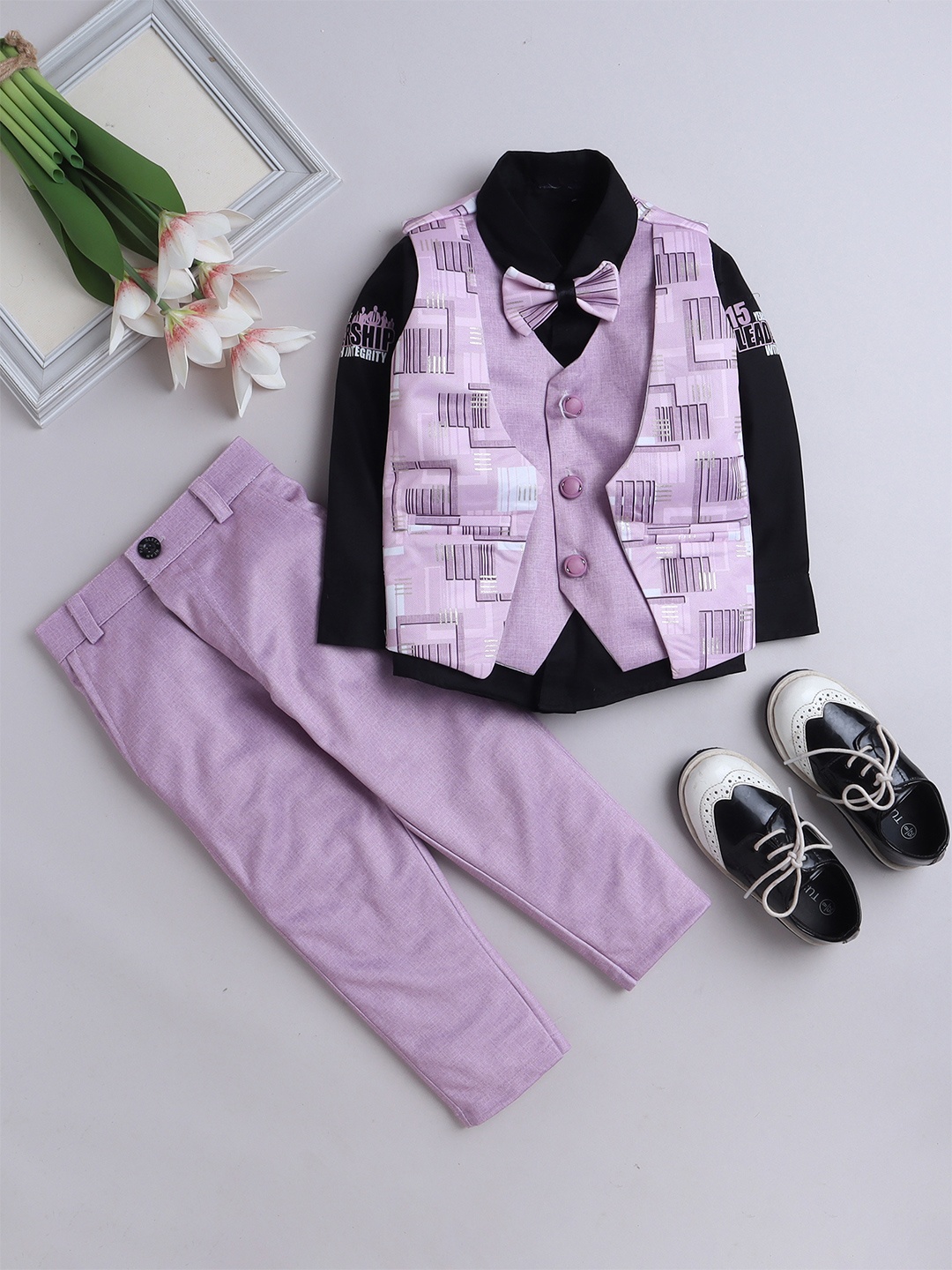 

BAESD Boys 3-Pieces Single-Breasted Suit, Pink