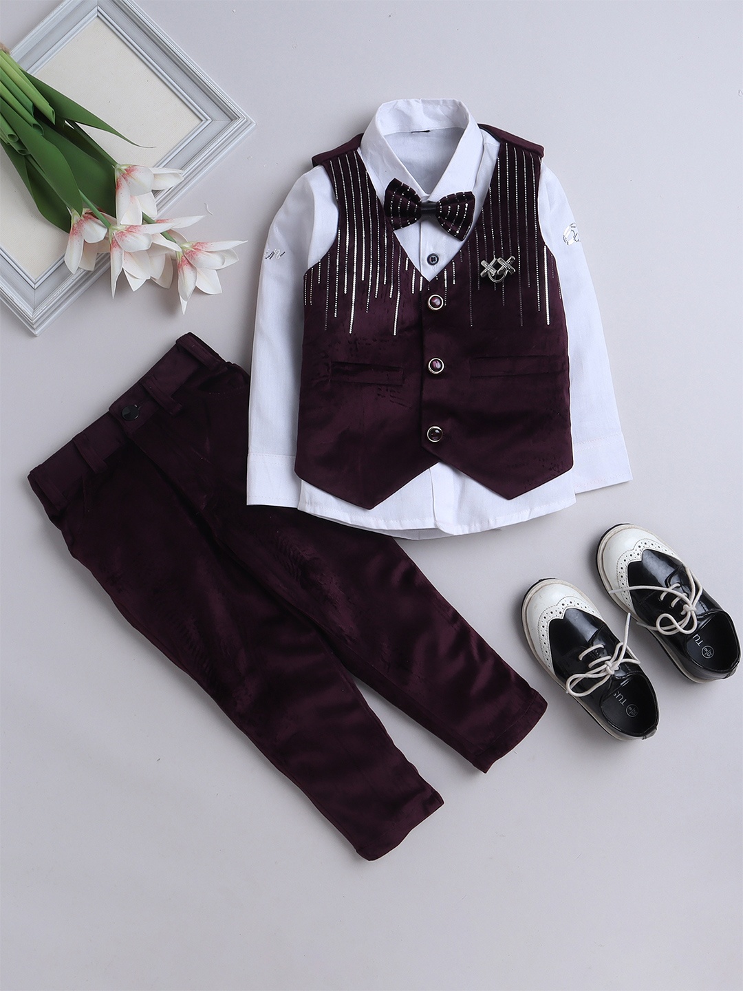

BAESD Boys 3-Pieces Single-Breasted Suit, Purple