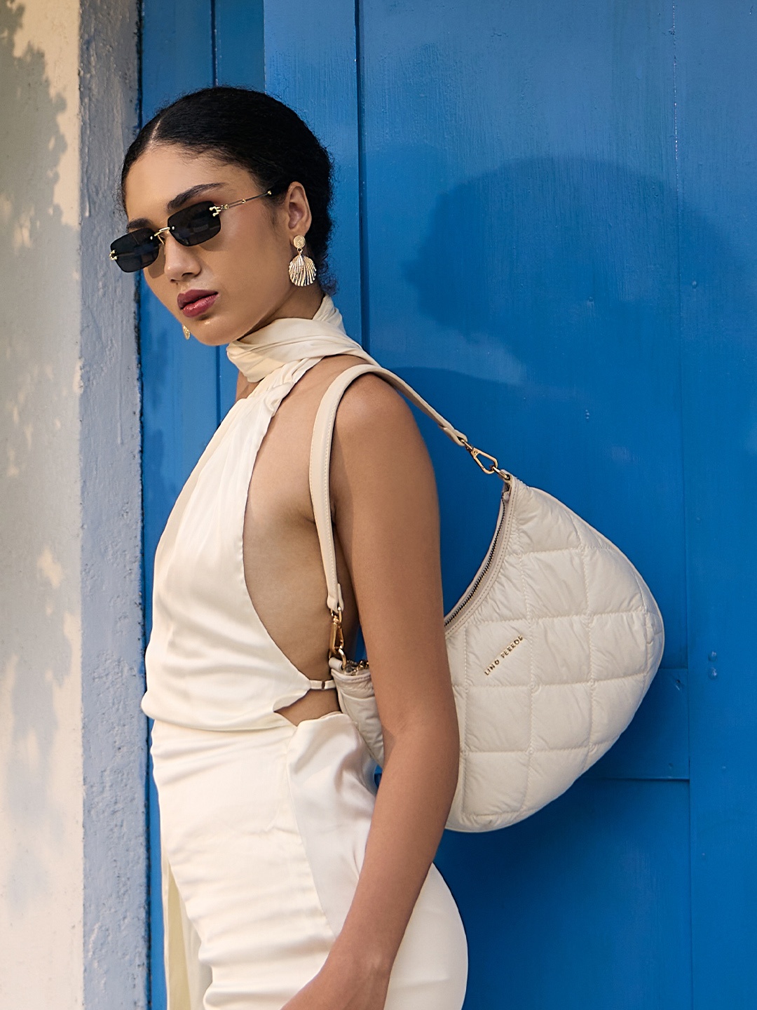 

Lino Perros Quilted Structured Shoulder Bag, Beige