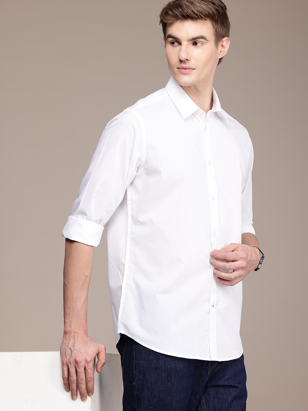 

Nautica Men Premium Pure Cotton Casual Shirt, White