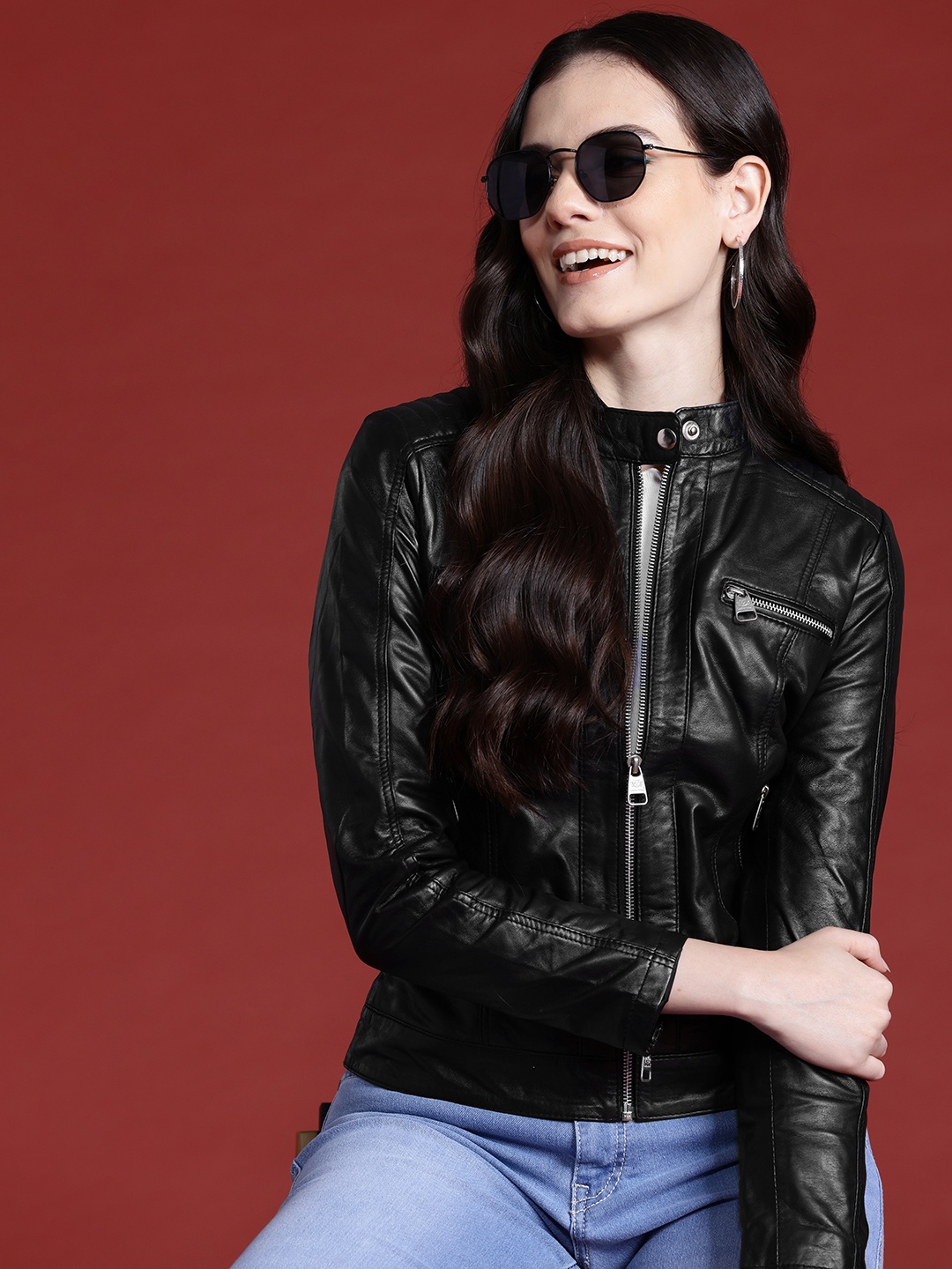 Leather Retail Outdoor Leather Jacket, Black