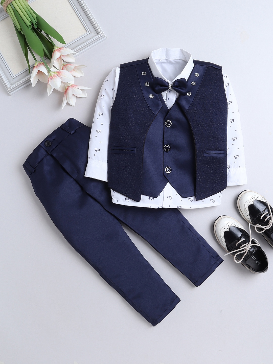 

FOURFOLDS Boys 3 Pieces Suit, Navy blue
