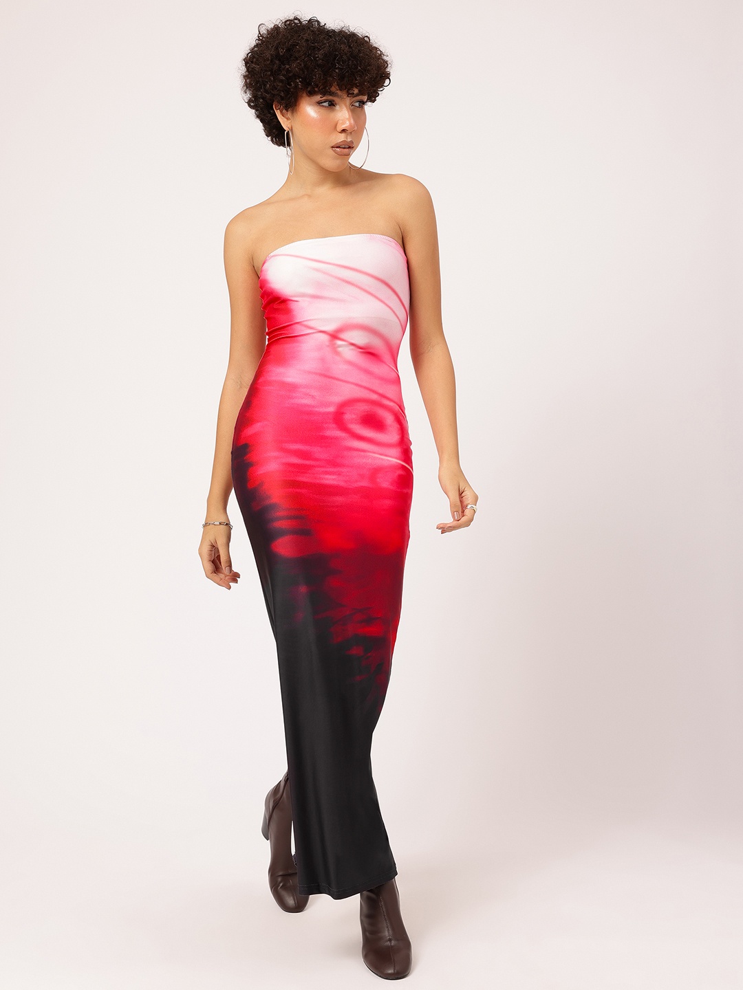 

Electric Edge Abstract Sensation Bodycon Maxi Dress, Black