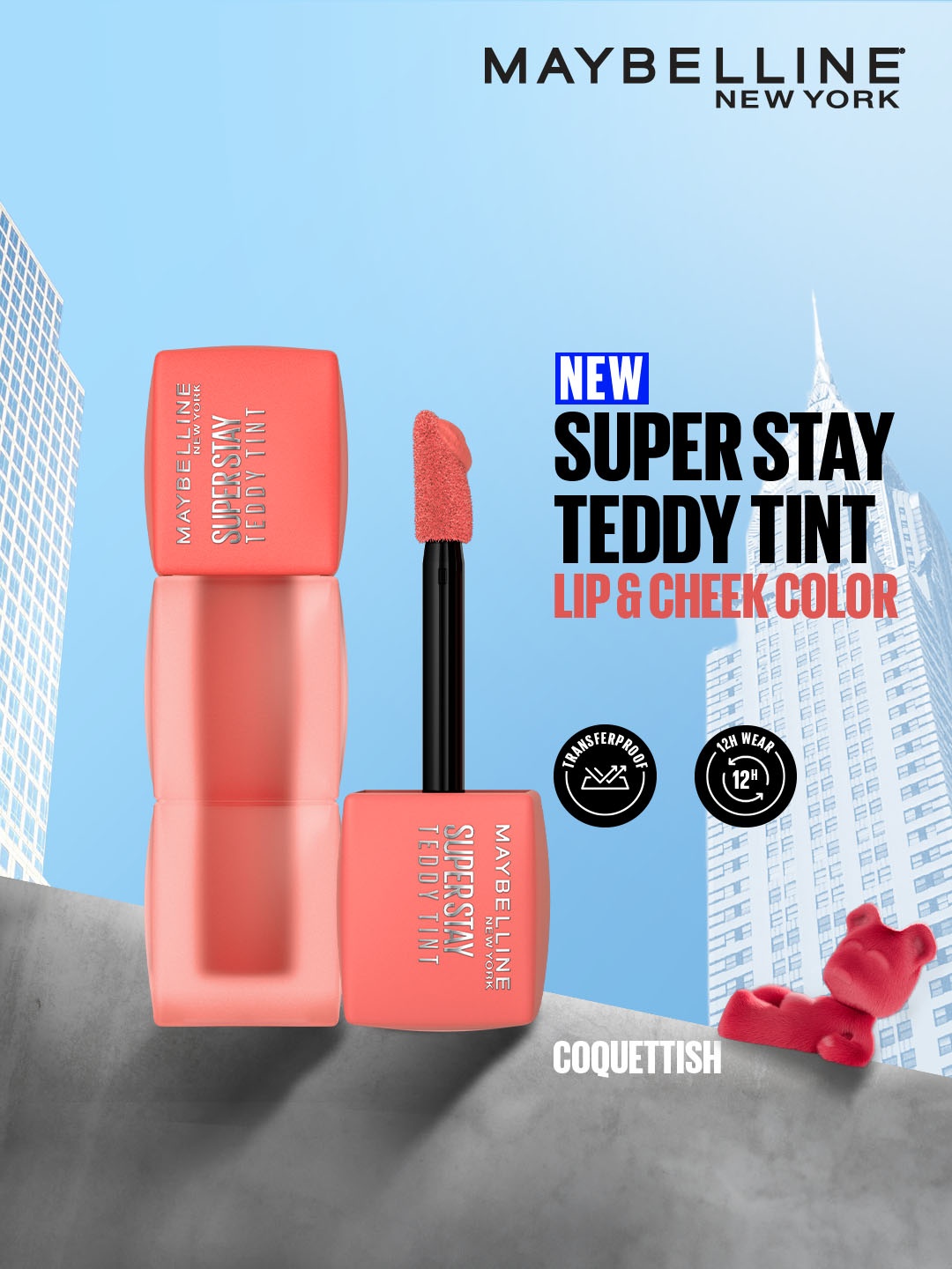 

Maybelline New York Superstay Teddy Tint Lip & Cheek Color 5 ml - Coquettish 30, Red