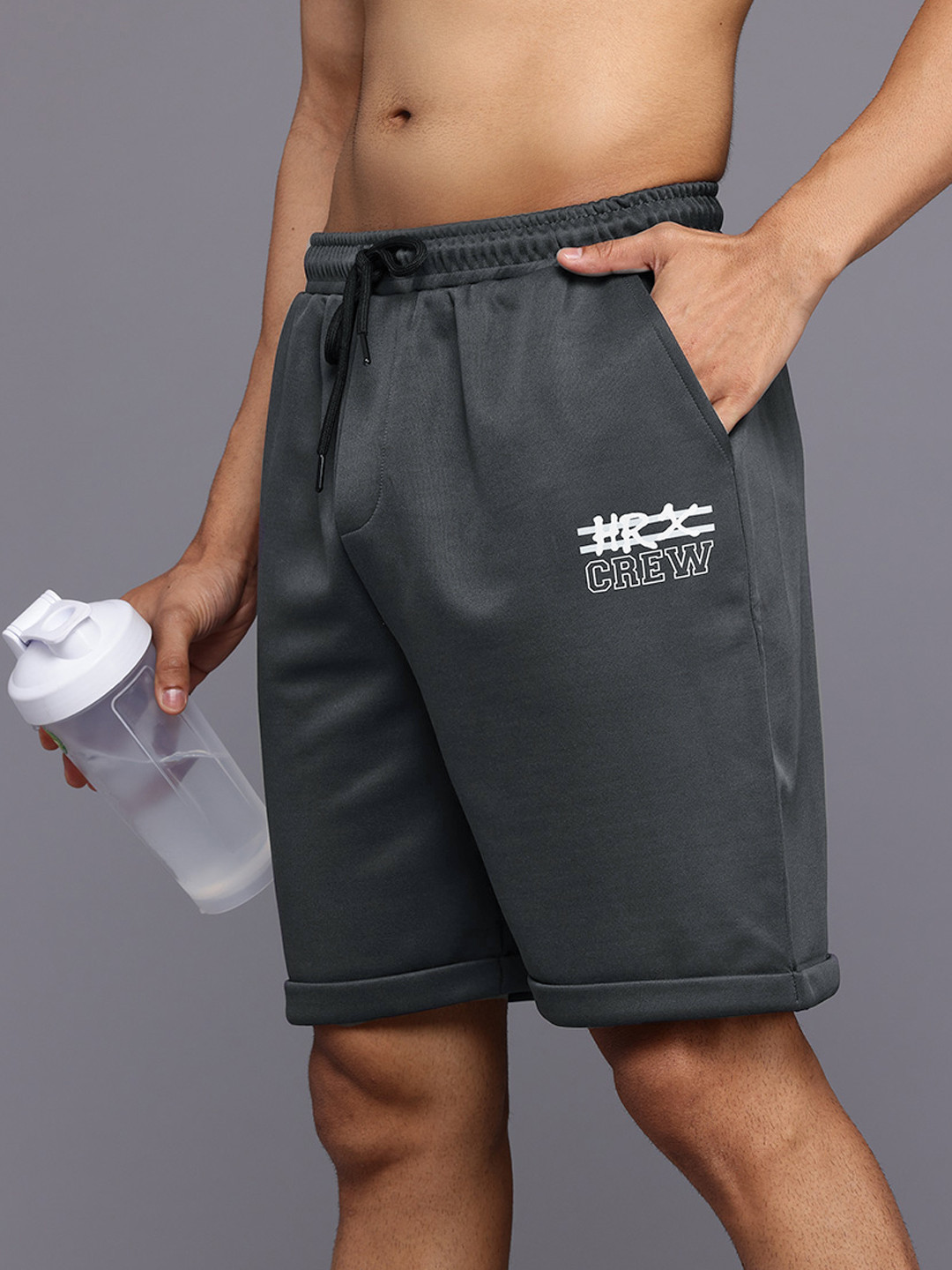 

HRX by Hrithik Roshan Men Typography Printed Outdoor Sports Shorts, Grey