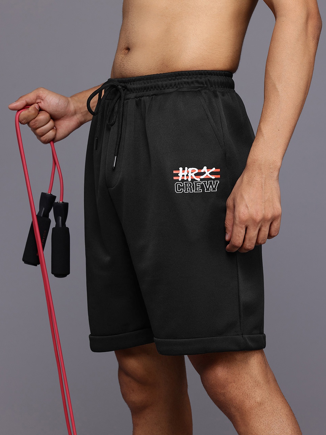 

HRX by Hrithik Roshan Men Printed Outdoor Sports Shorts, Black