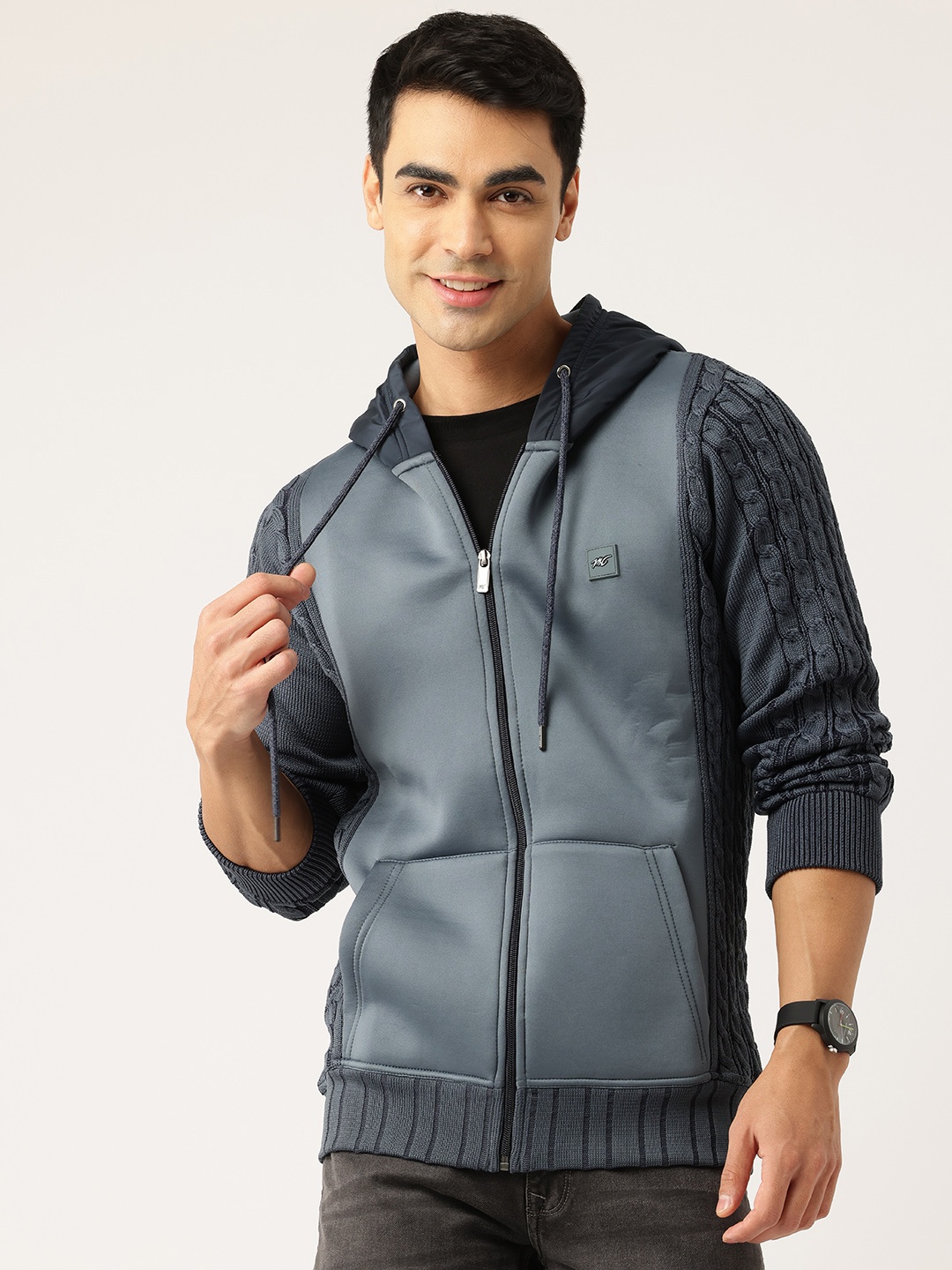 

Monte Carlo Cable Knit Hooded Sweatshirt, Grey