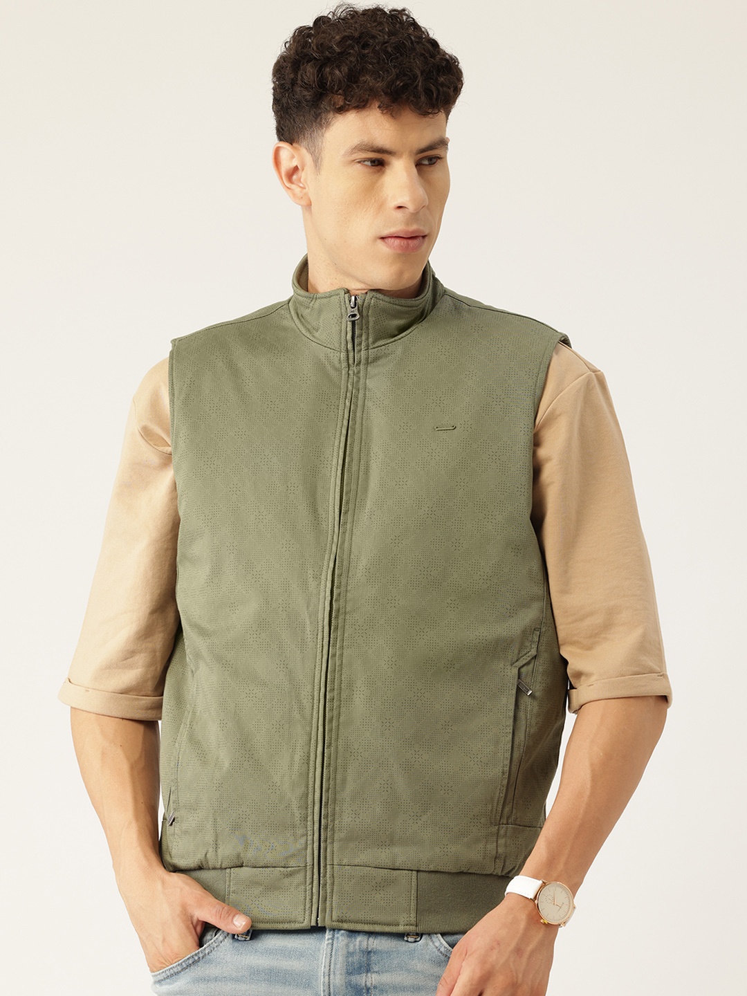 

Monte Carlo Geometric Print Jacket, Olive