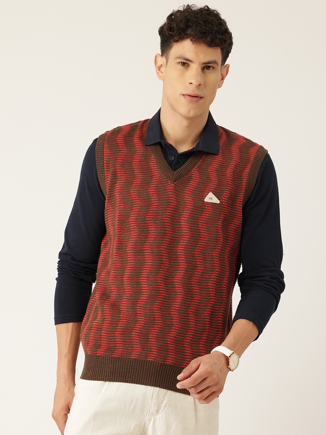 

Monte Carlo Striped Sweater Vest, Brown