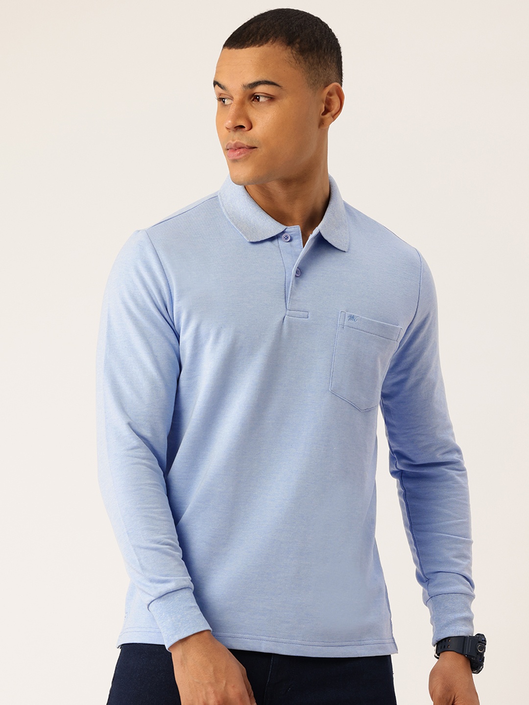 

Monte Carlo Polo Collar Cotton Pullover, Blue