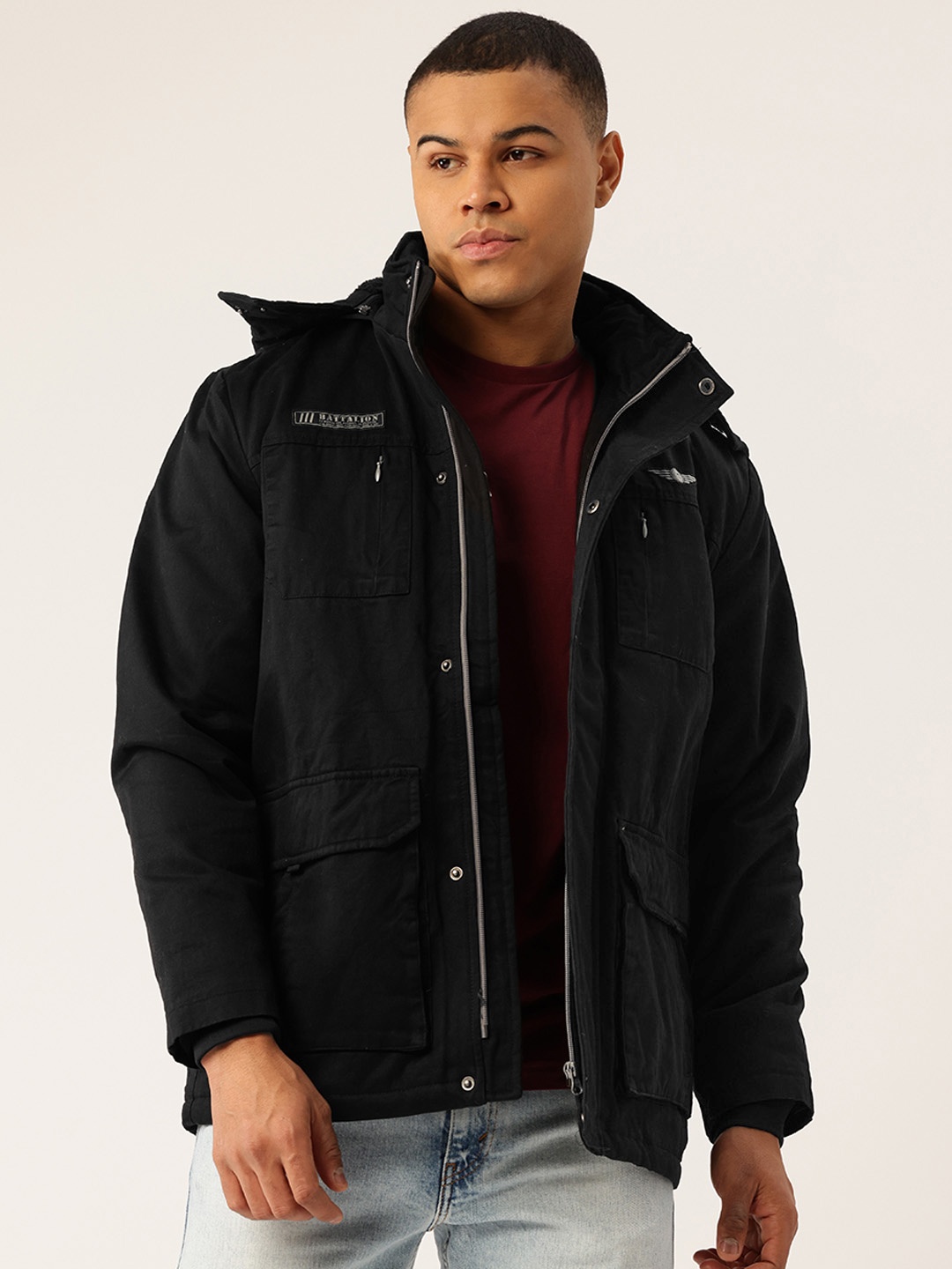 

Monte Carlo Padded Jacket with Detachable Hood, Black