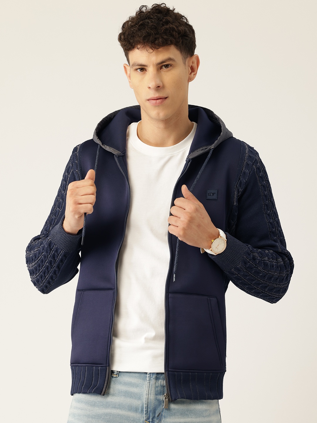 

Monte Carlo Men Cable Knit Cardigan, Navy blue