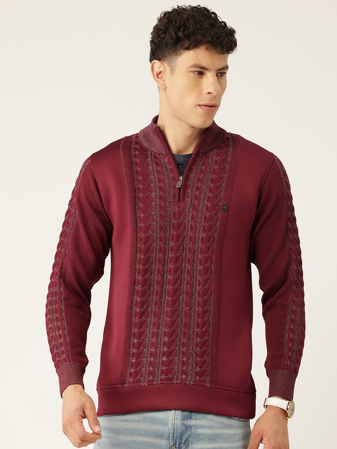 

Monte Carlo Cable Knit Pullover, Maroon