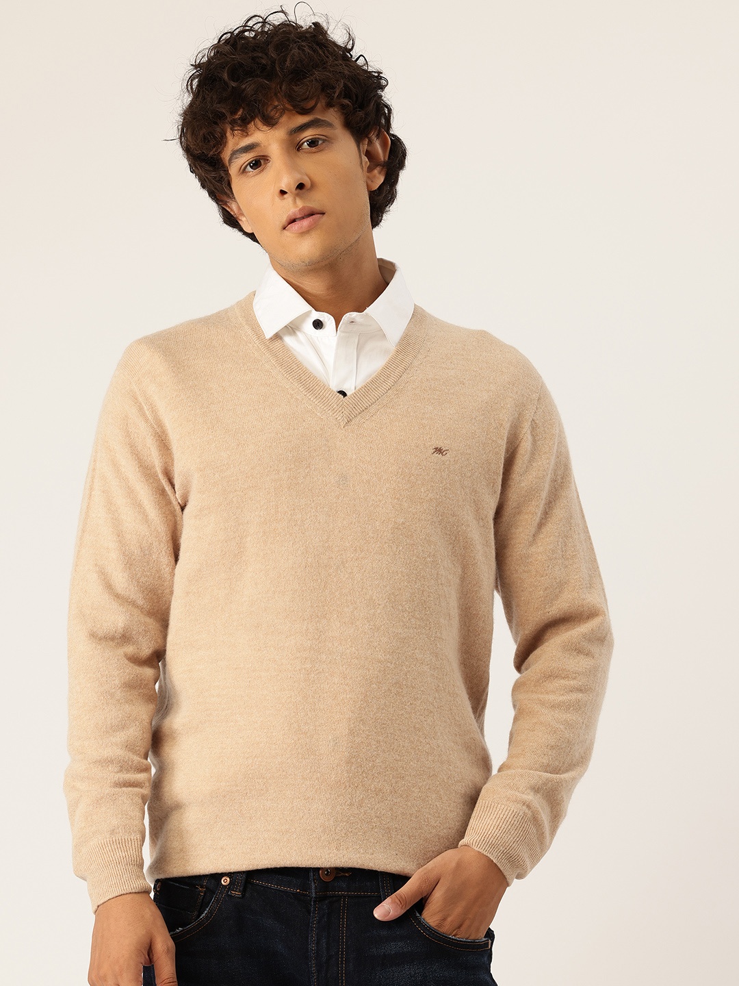 

Monte Carlo Men Self Design Pullover, Beige