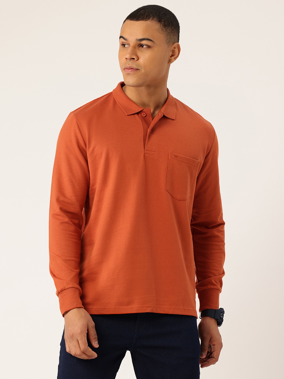 

Monte Carlo Polo Collar Cotton Pullover, Rust