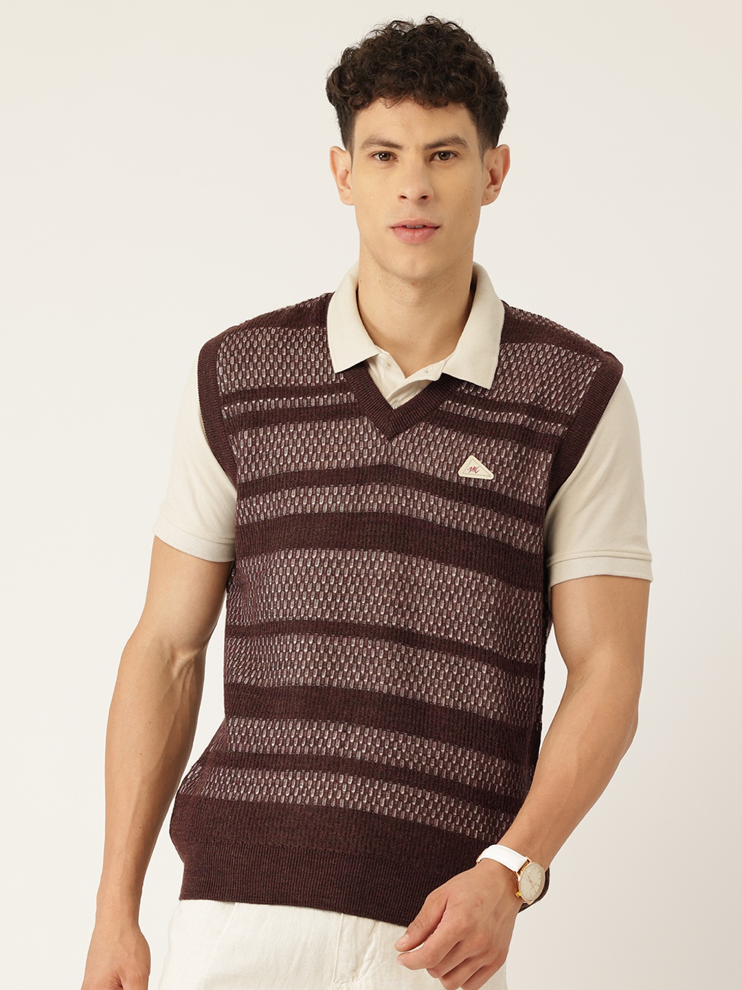 

Monte Carlo Striped Sweater Vest, Brown