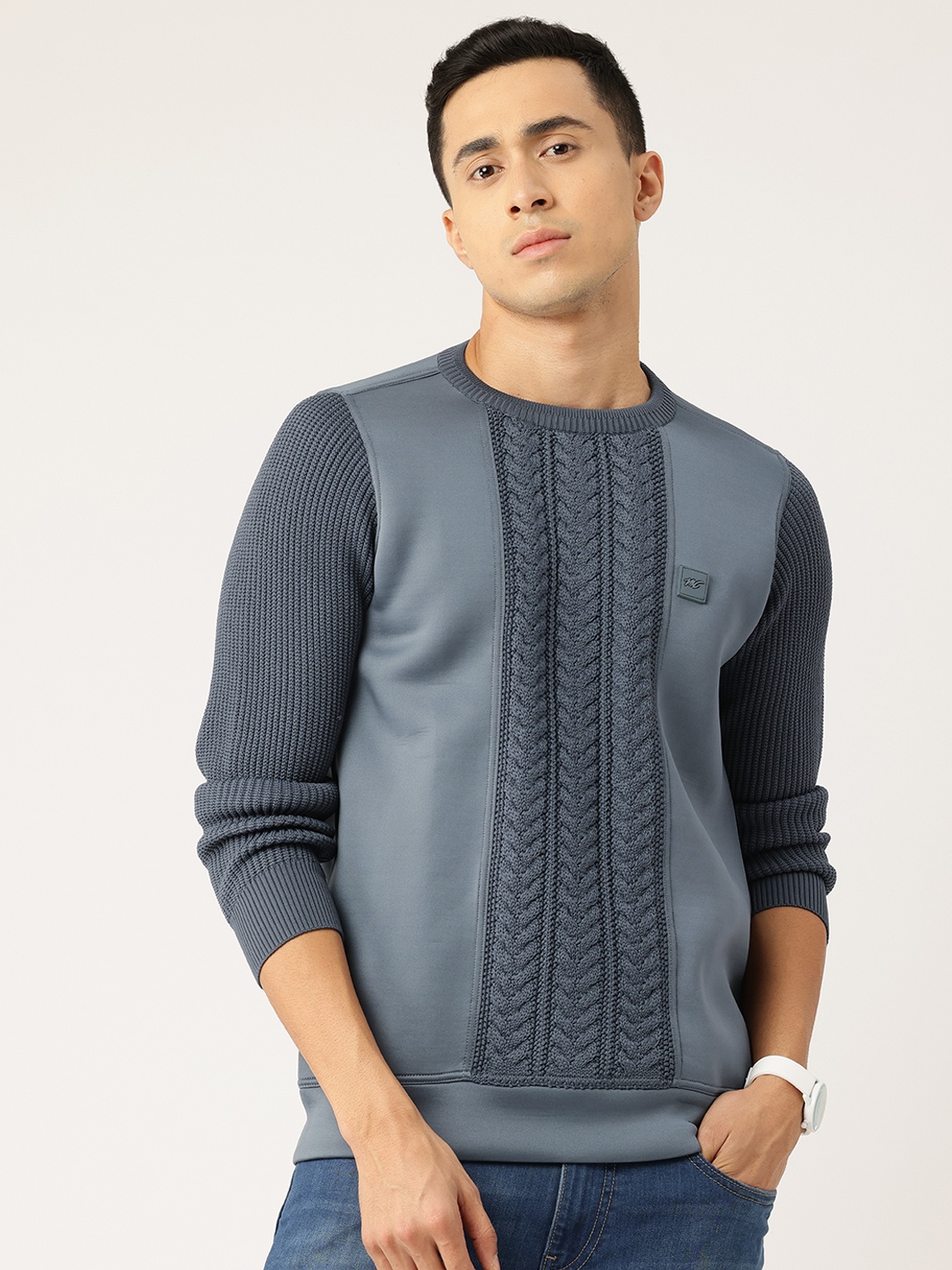 

Monte Carlo Cable Knit Detail Sweatshirt, Grey