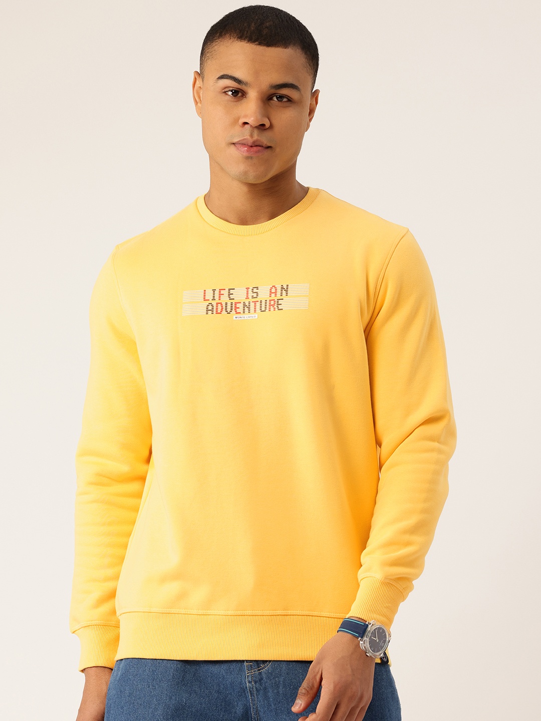 

Monte Carlo Pure Cotton Printed Sweatshirt, Yellow