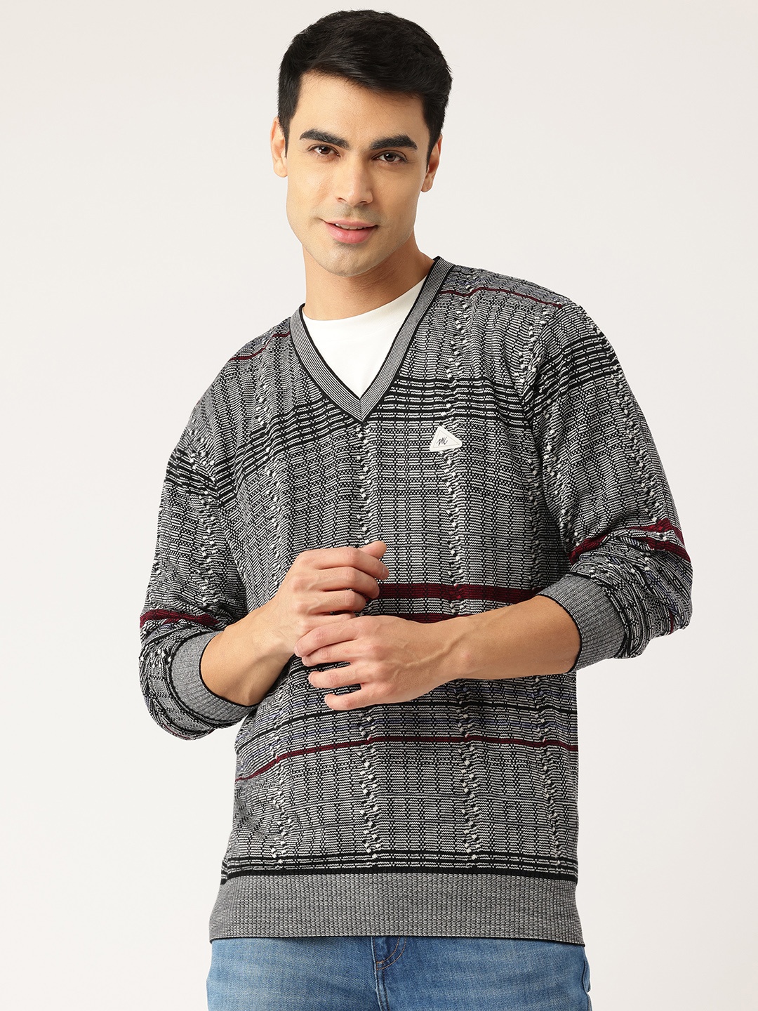 

Monte Carlo Printed Woollen Pullover, Black