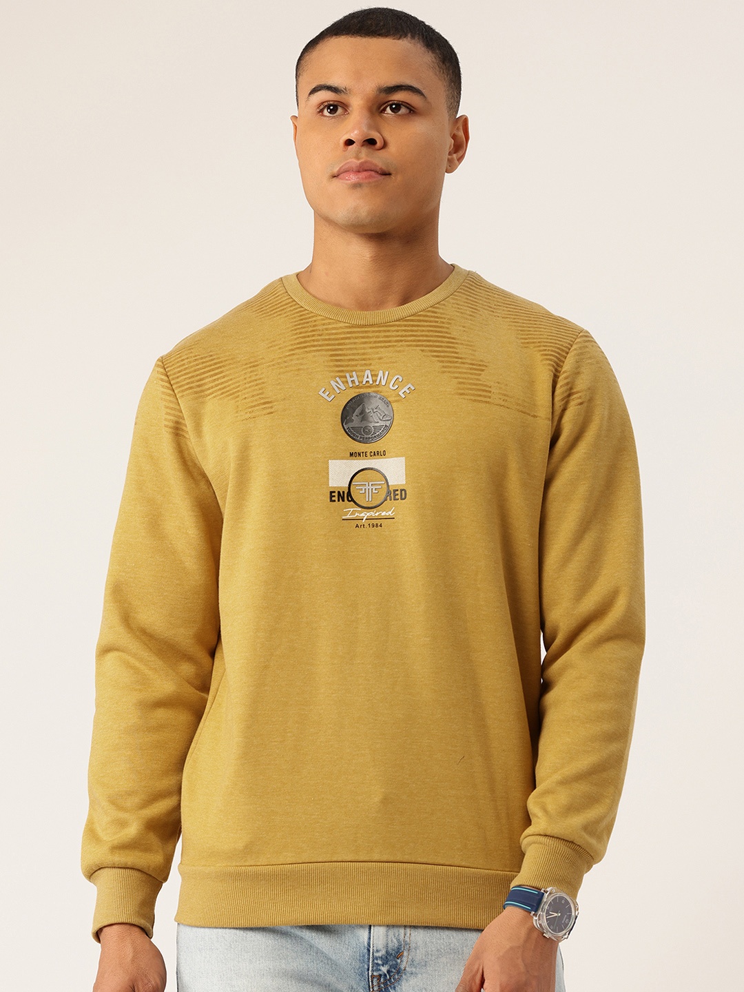

Monte Carlo Pure Cotton Printed Sweatshirt, Mustard