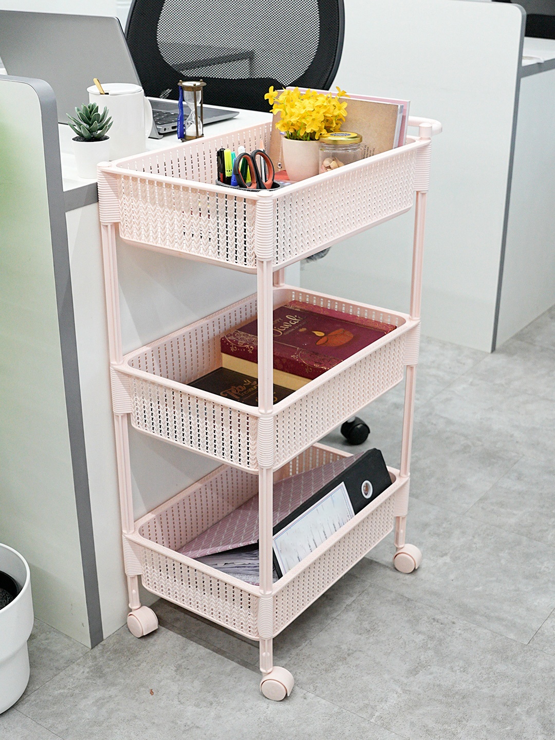 

Nayasa Rope Cream Multipurpose with Wheels Kitchen Trolley Basket
