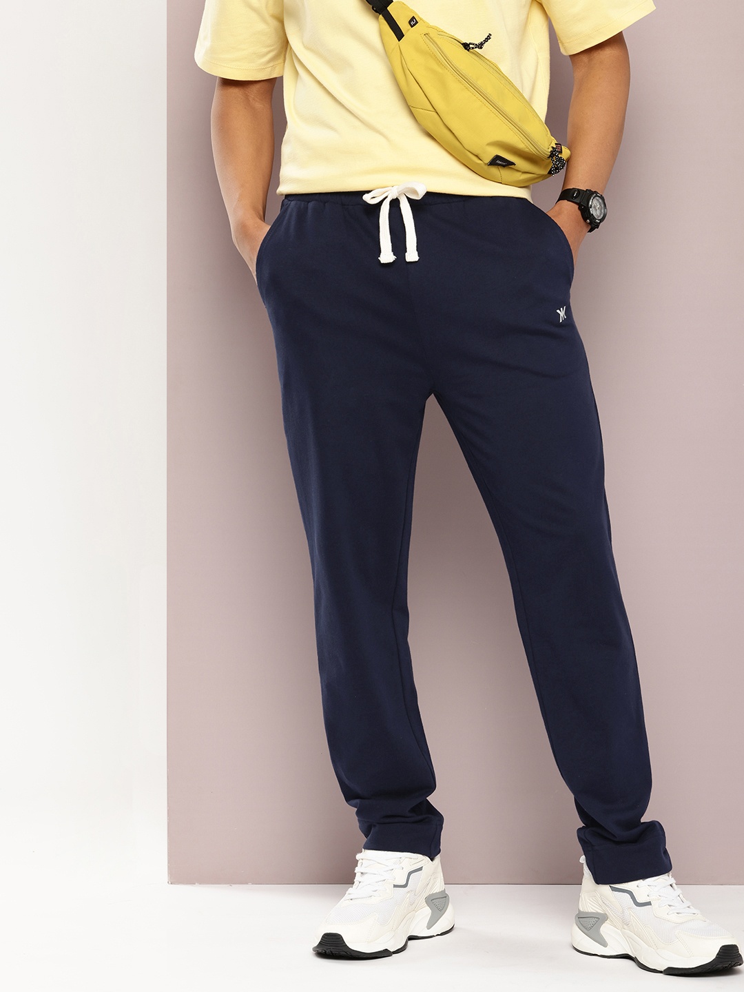 

Kook N Keech Slim Fit Pure Cotton Track Pants, Navy blue