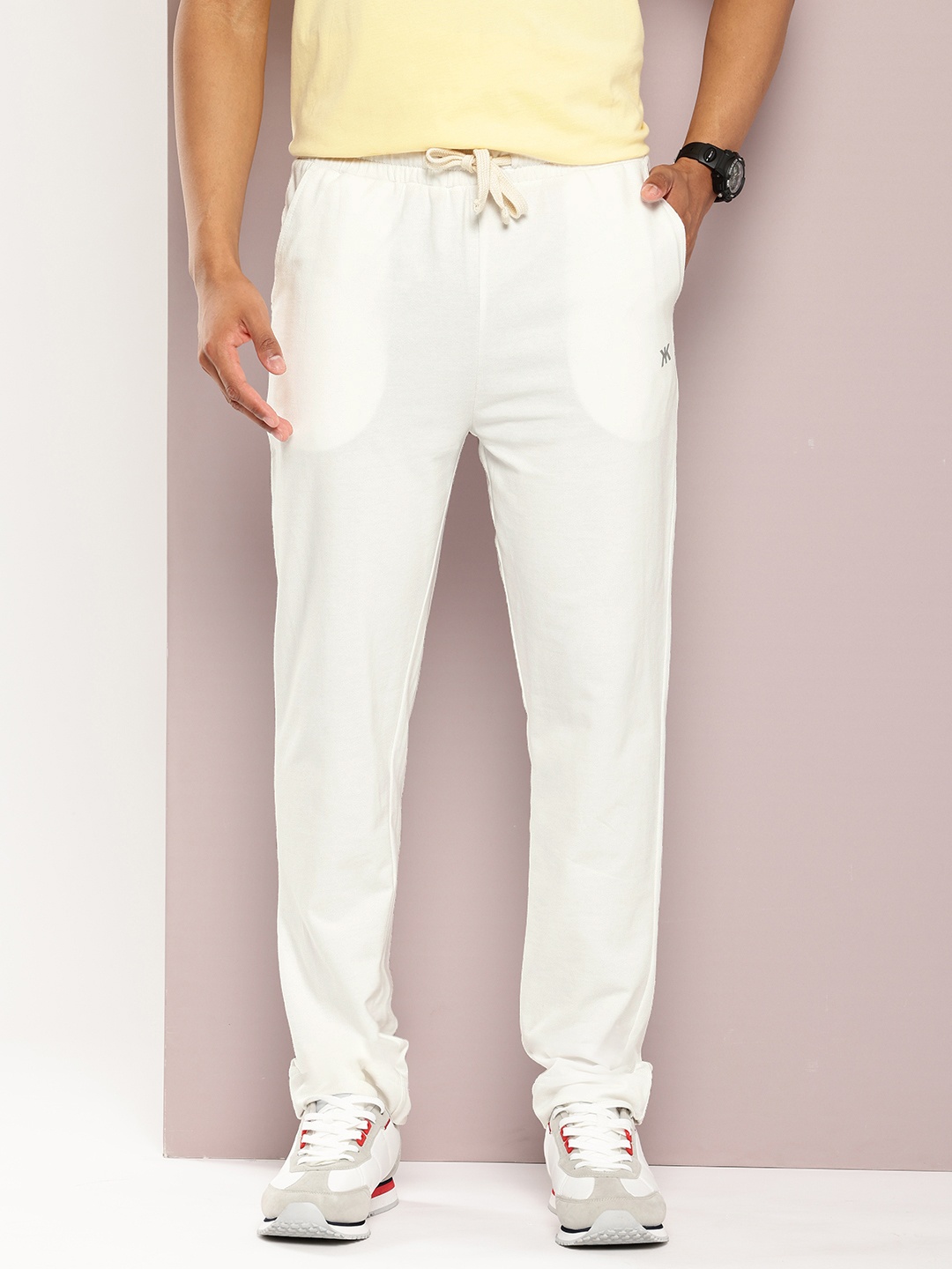 

Kook N Keech Slim Fit Pure Cotton Track Pants, White