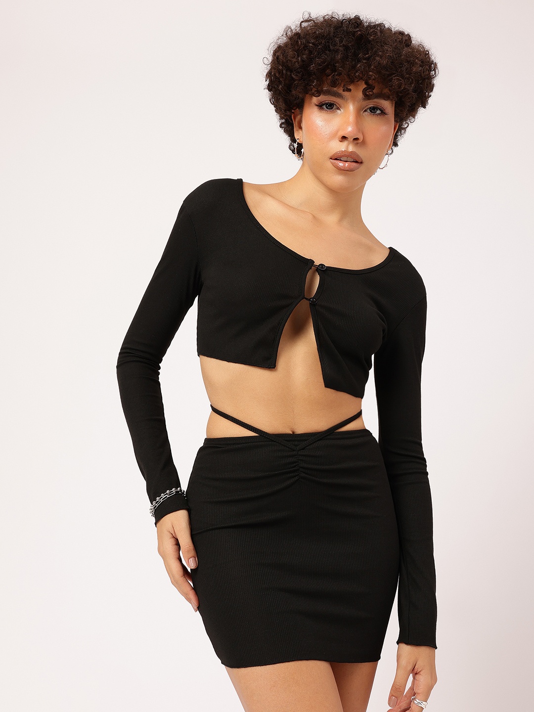 

DressBerry Y2K Knotty Chic Backless Co-Ords, Black