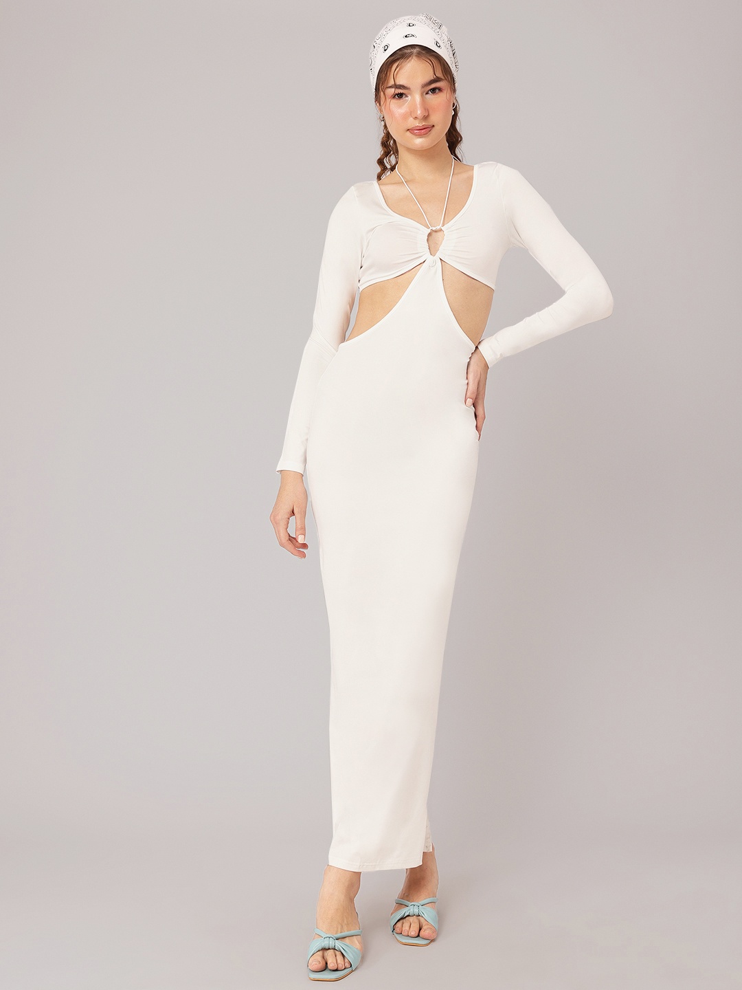 

DressBerry Cocktail Night Cut-Out Bodycon Maxi Dress, White