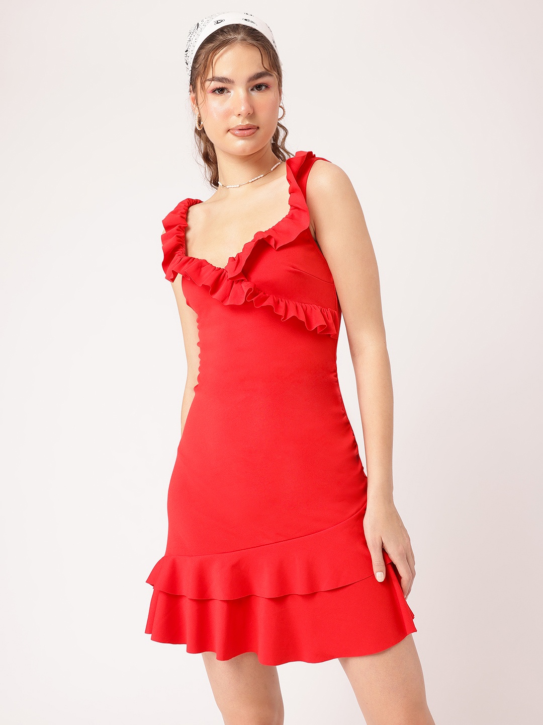 

DressBerry Cocktail Glam Ruffled Dress, Red