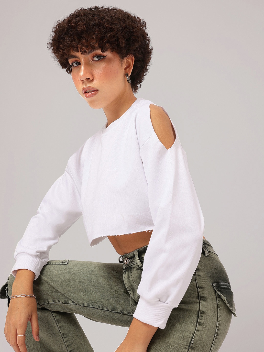 

DressBerry Cut-Out Couture Crop Top, White