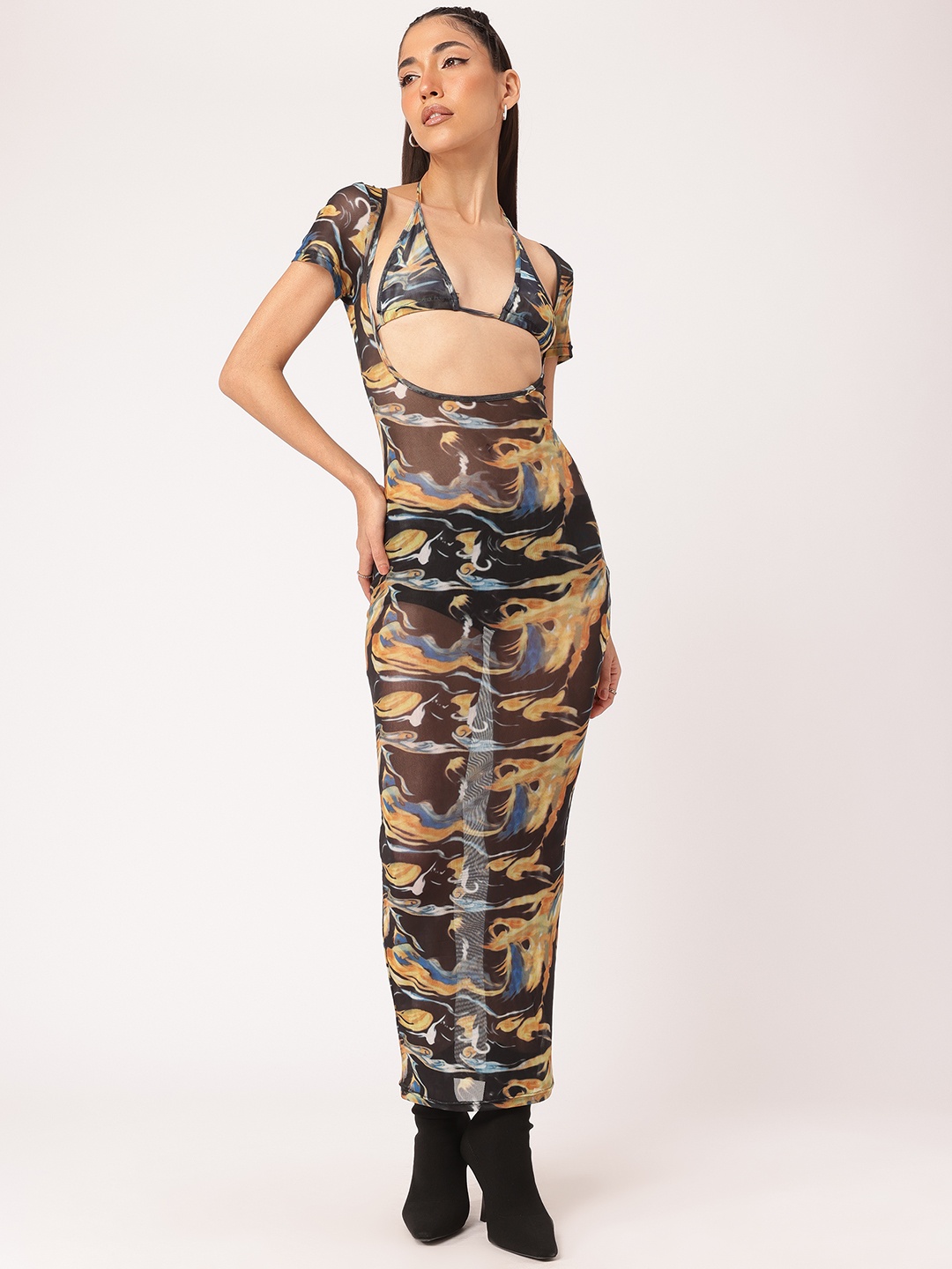 

DressBerry Dare to Differ Sheer Bliss Maxi Dress, Black