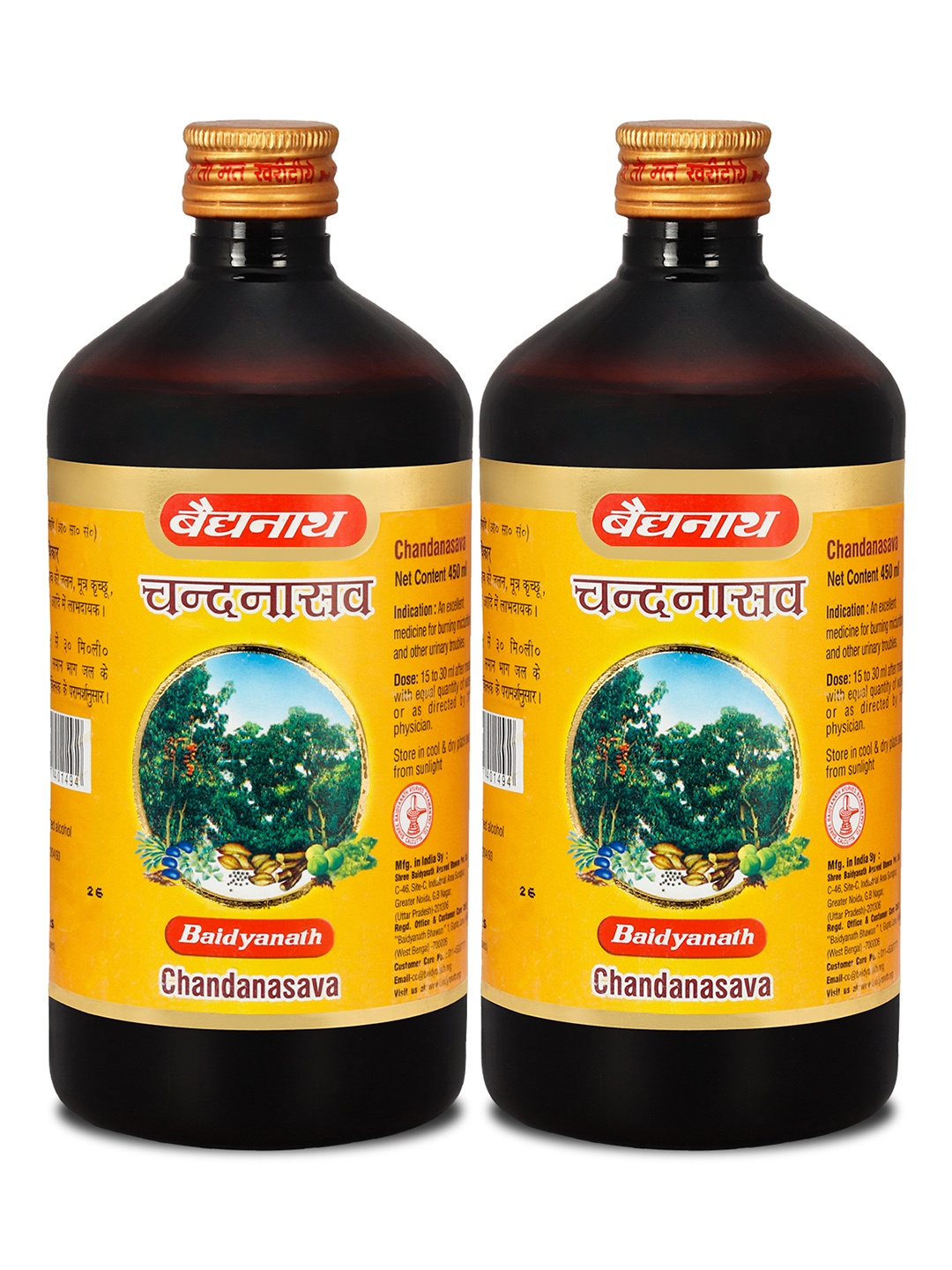

Baidyanath Set Of 2 Chandanasava Syrup - 450ml Each, Brown